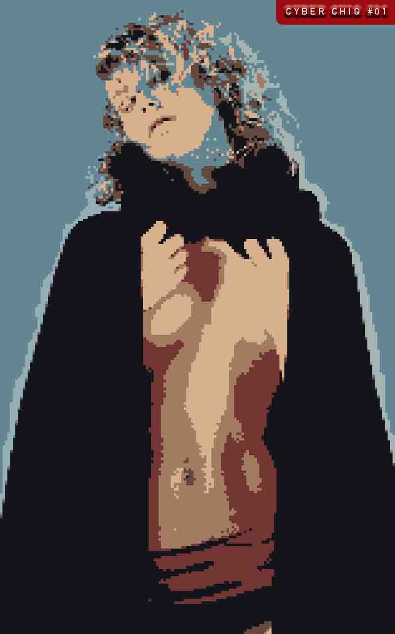 Cyber Chiq® No. 1, Likewolf 8 bit artwork of a female model from the series cyber chiq by multimedia artist likewolf