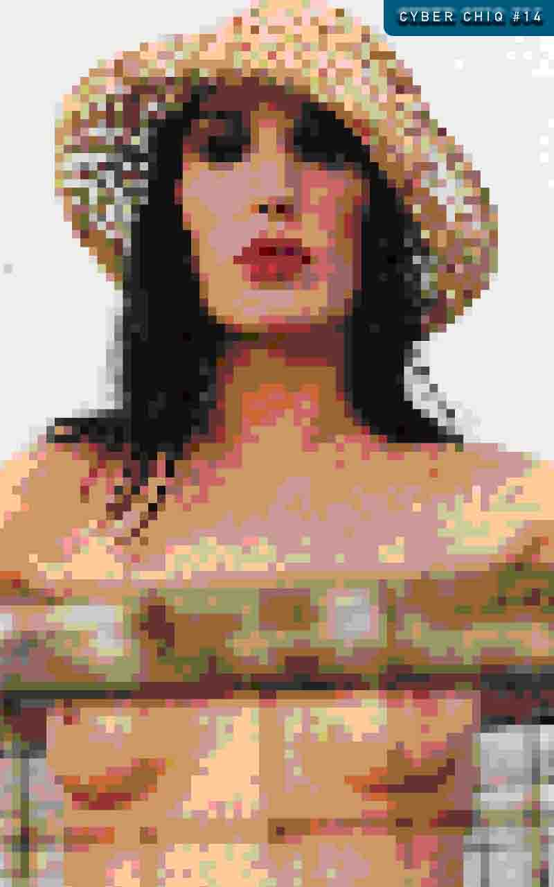 8 bit artwork of a female model from the series cyber chiq by multimedia artist likewolf