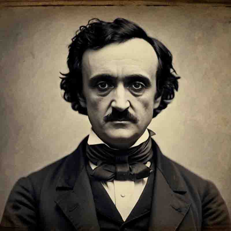 Portrait of Edgar Allan Poe, the renowned American writer known for his dark and gothic literary works.