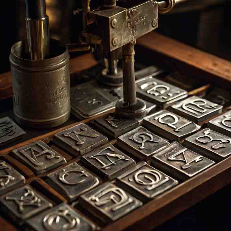 Metal type letter-making machine, used in printing industry.