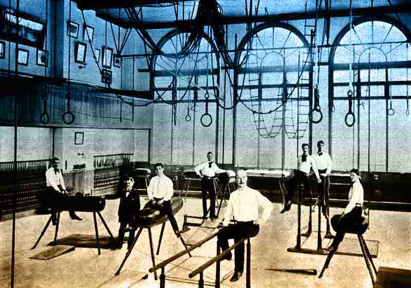 Gymnastics room in Turner Hall, Milwaukee, ca. 1900