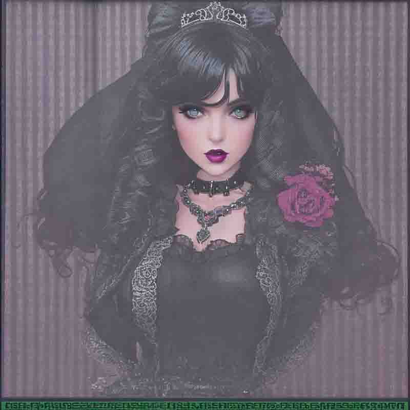 Exquisite gothic model adorned in a ravishing black dress.
