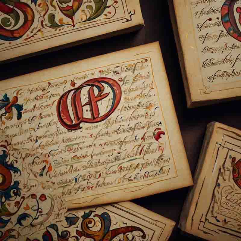 Close up of German letter books.