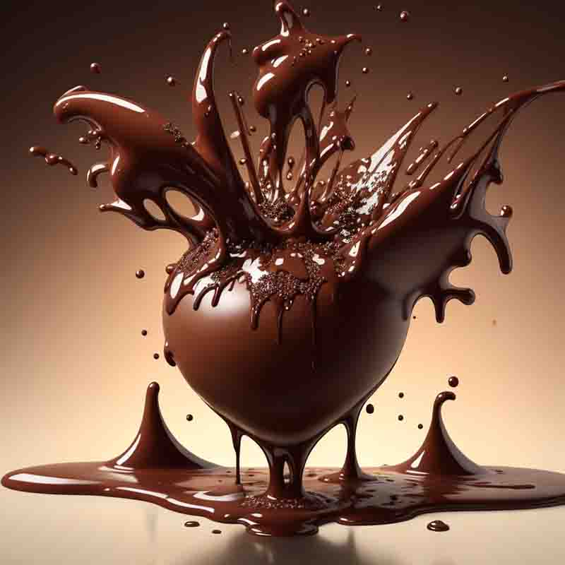 A captivating 3D illustration of a chocolate splash, showcasing its rich texture and enticing appeal.