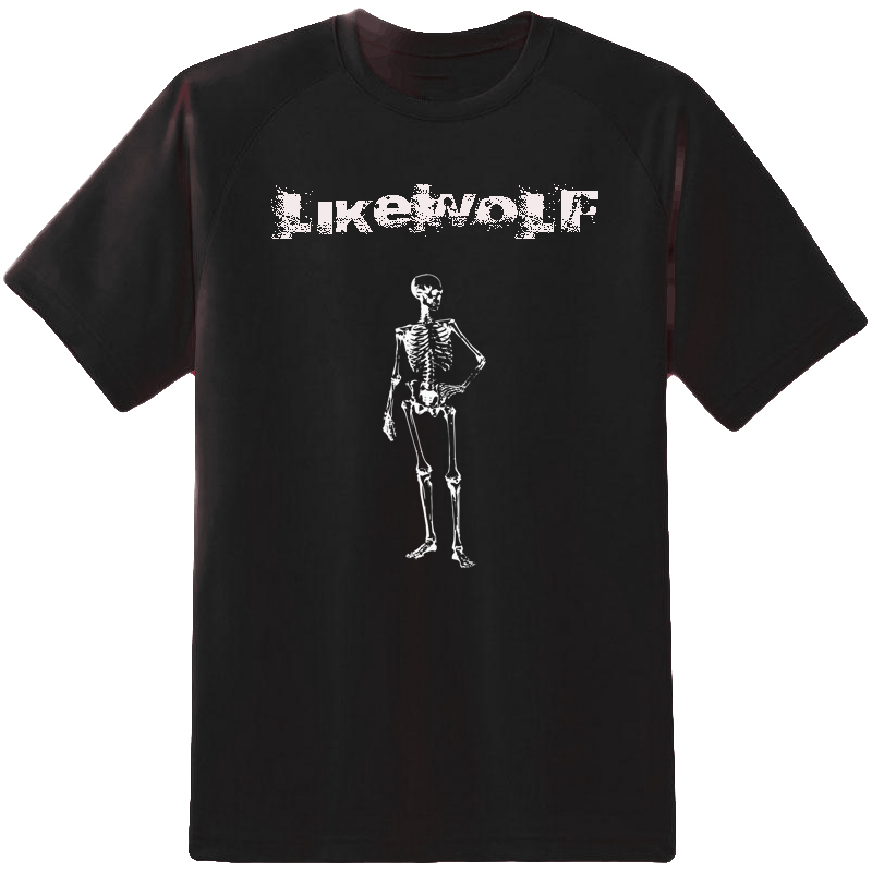 Black T-Shirt with Likewolf Logo and skeleton