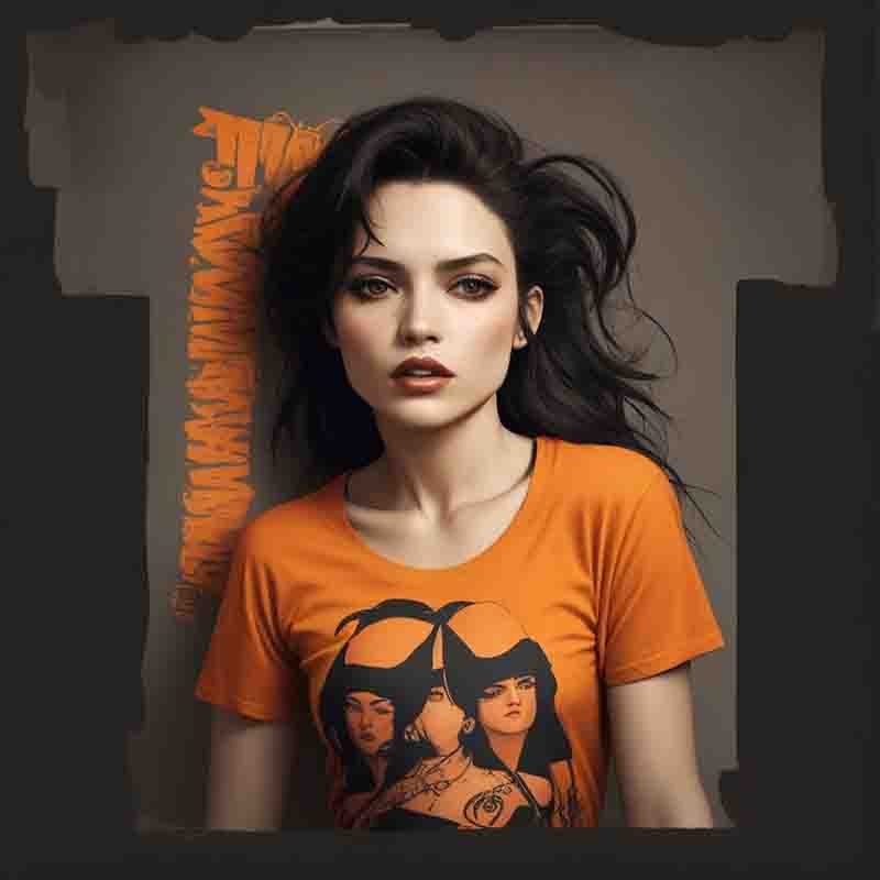 An individual, clad in an orange graphic Tee shirt, showcases their affinity for Limited Edition Tees, creating a striking visual statement.