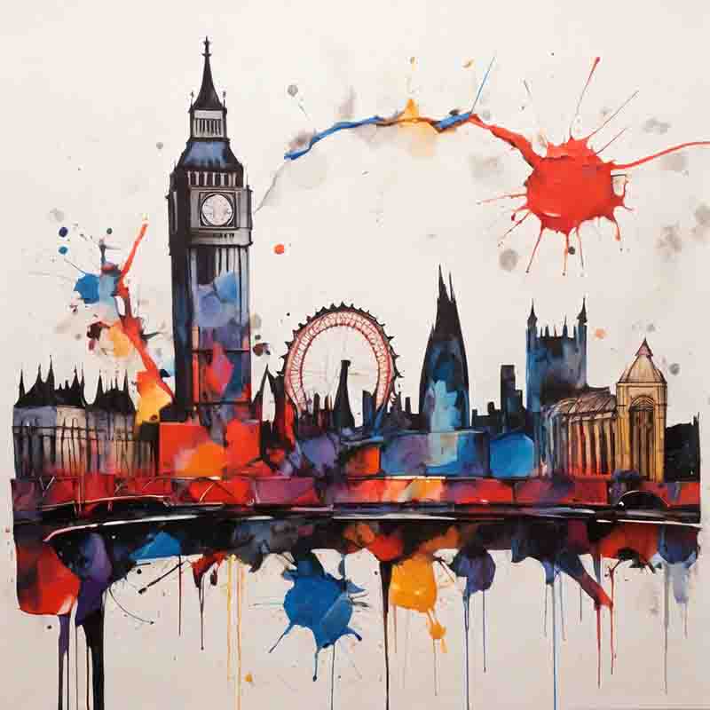 Abstact painting of a stunning London skyline.