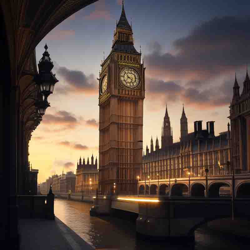 The iconic Big Ben clock tower in London, England.
