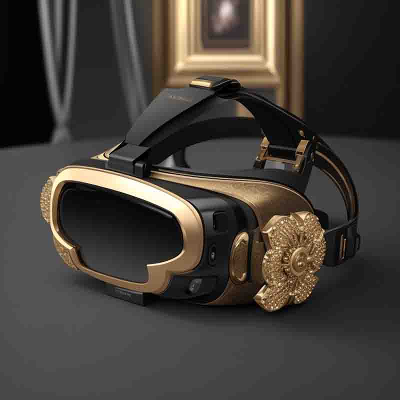 Stylish gold and black VR glasses.