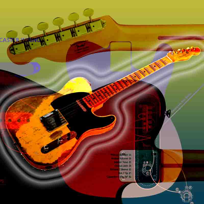 A captivating artwork unveils a vividly painted Fender Telecaster electric guitar,