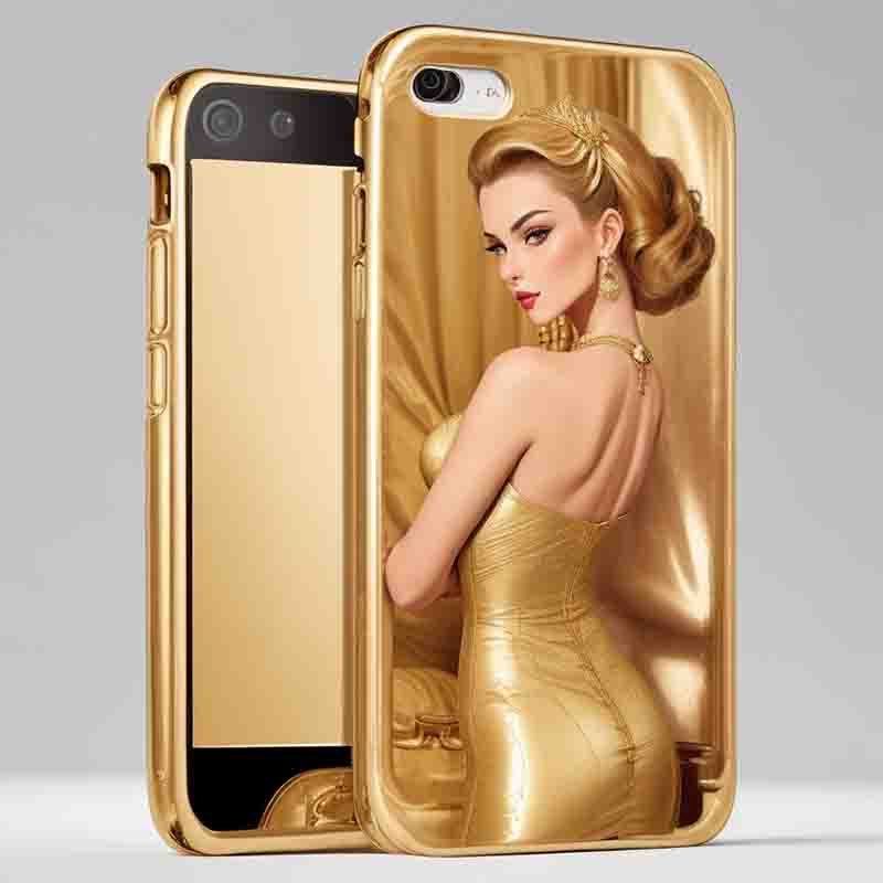 A stylish golden iPhone case designed for the modern girl, adding a touch of elegance to your device.