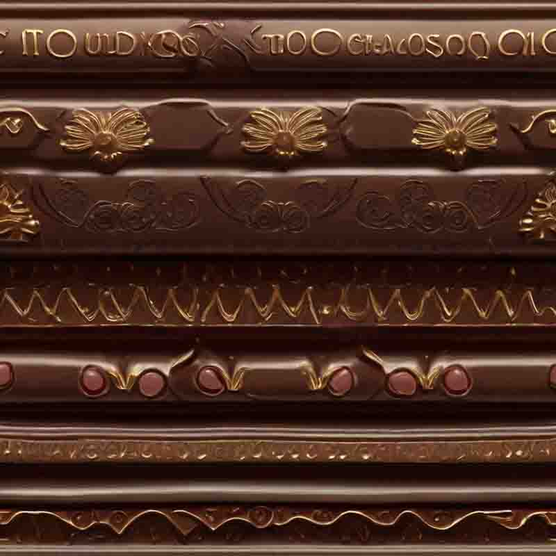 Chocolate bars featuring luxurious gold and silver embellishments.